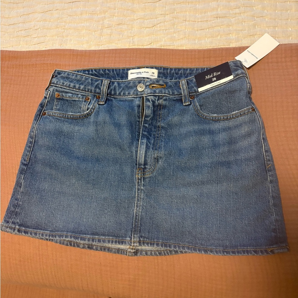 Abercrombie & Fitch Curve Love Classic Blue Mini Skirt